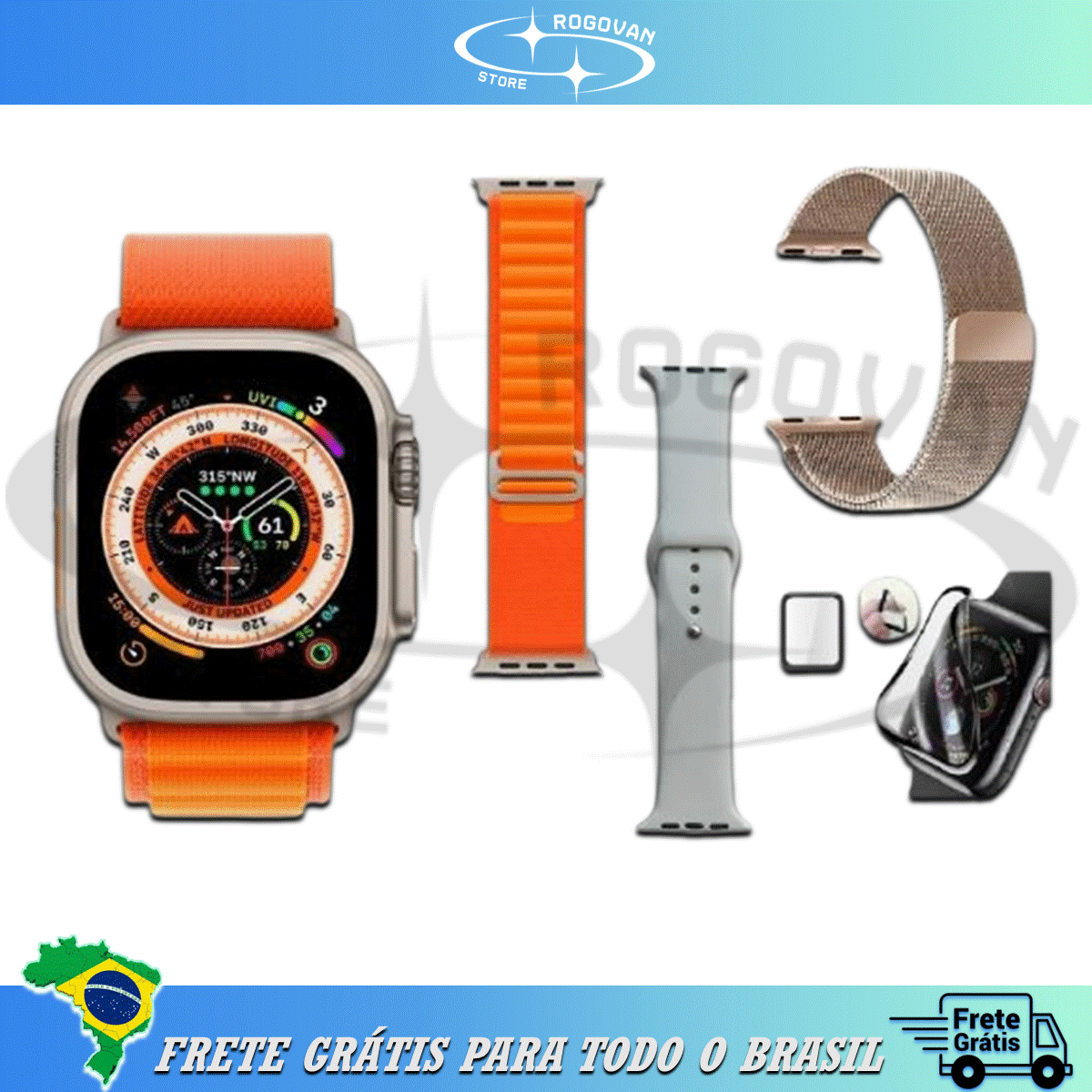 Smartwatch inteligente S900 Ultra 2.2hd com tela de amoled com 7 pulseiras