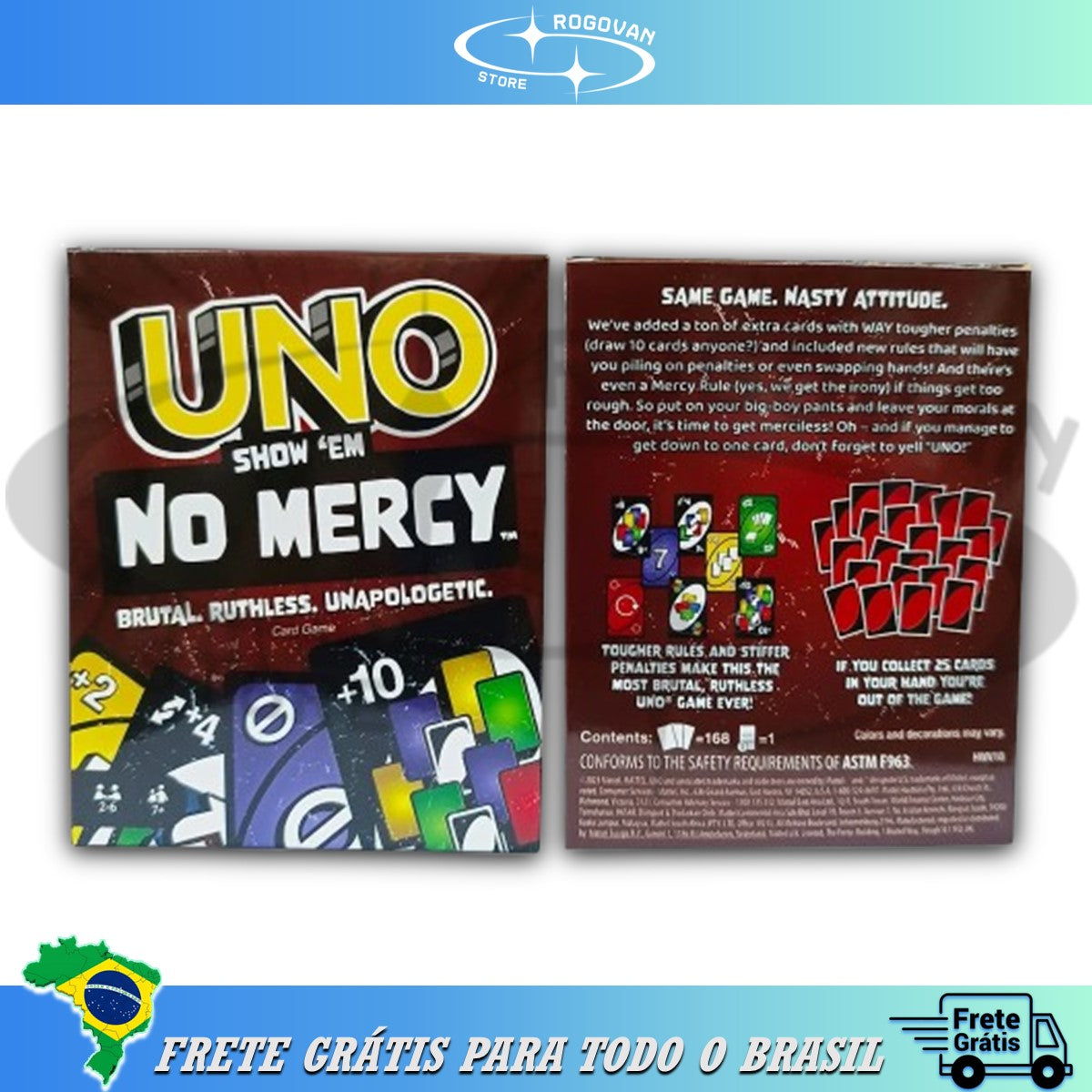 UNO Jogo de Cartas UNo Mercy para Crianças, Adultos & Família, com Cartas Extras e Regras Inovadoras